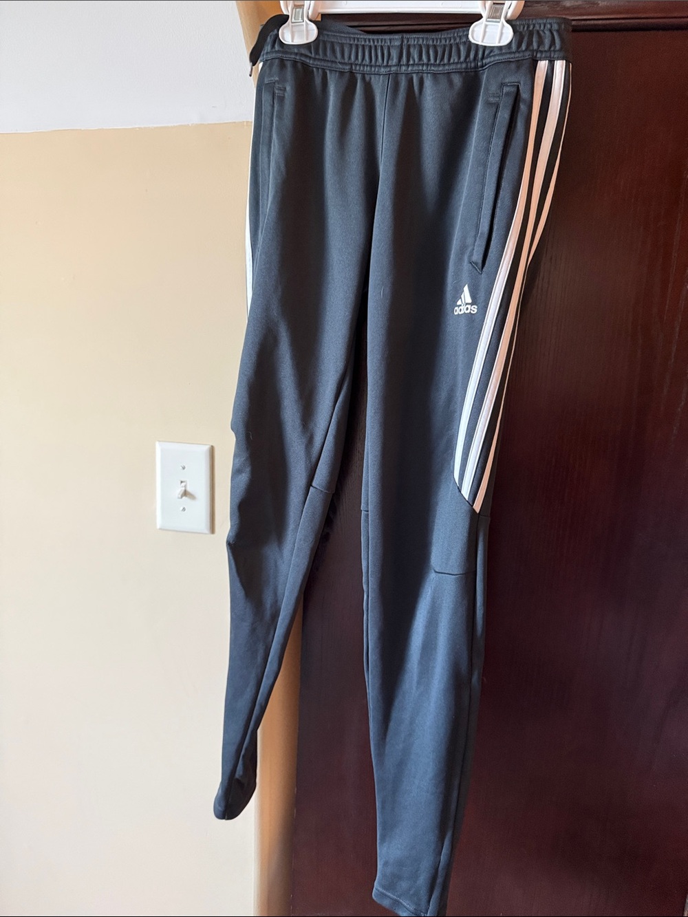 adidas Black Joggers with White Side Stripes - XS (4-6)